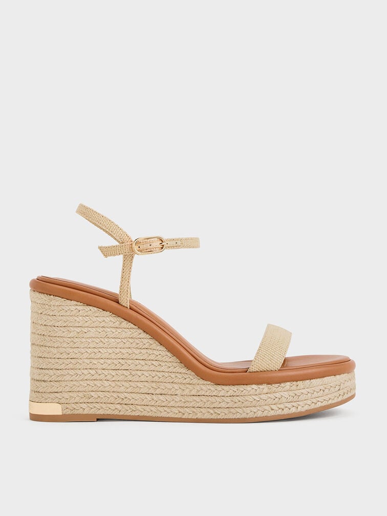 Sepatu Wedges Espadrille Woven, Sand, hi-res