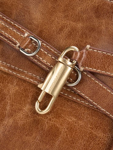 Tas Tote Belted Delfina, Distressed Tan, hi-res