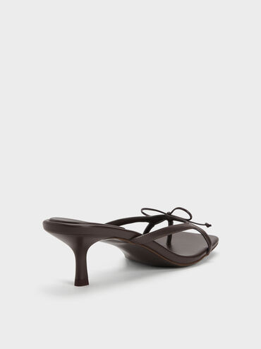 Bow Thong Kitten Heels, Dark Brown, hi-res