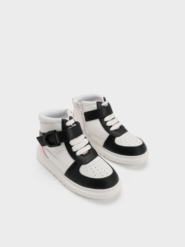 Sepatu Sneakers High-Top Leather Girls' Gabine, Black, hi-res