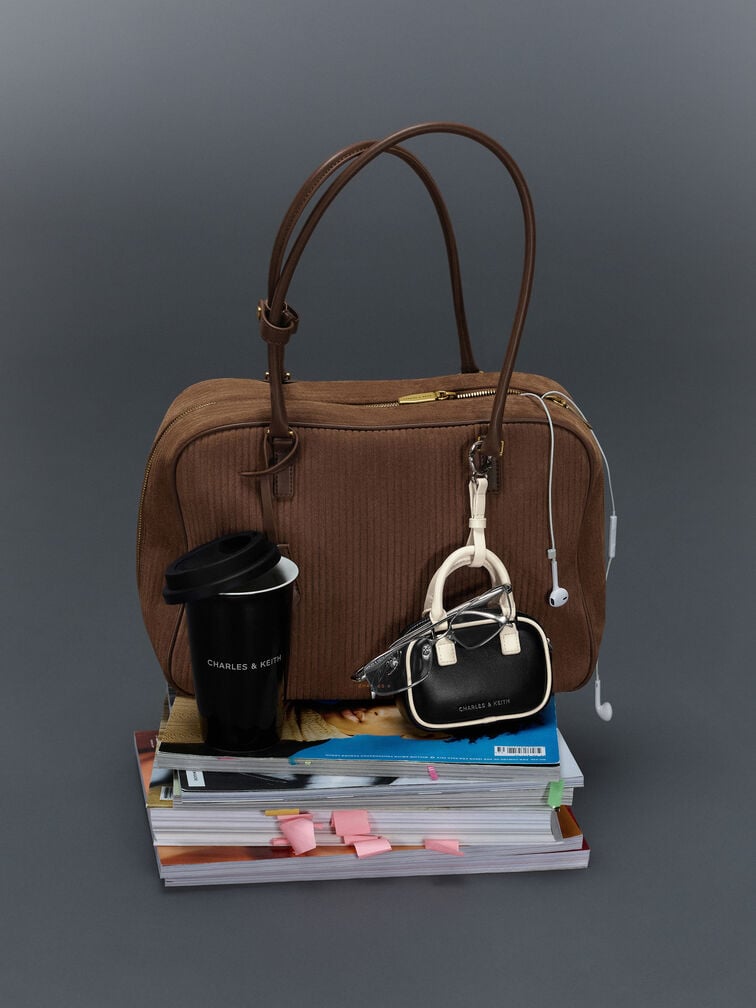 Large Sianna Corduroy Bowling Bag, Mocha Brown, hi-res