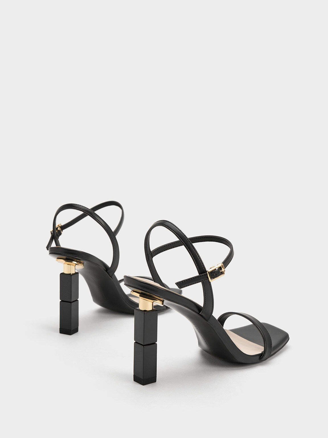 Sandal Sculptural Heel, Black, hi-res