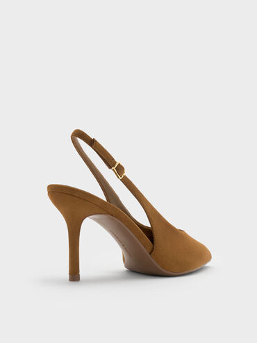 Sepatu Pumps Slingback Faux Suede Emelia, Camel, hi-res