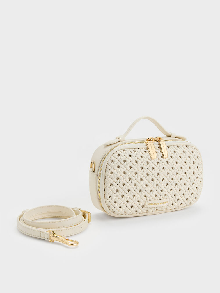 Tas Selempang Woven Azure, Cream, hi-res