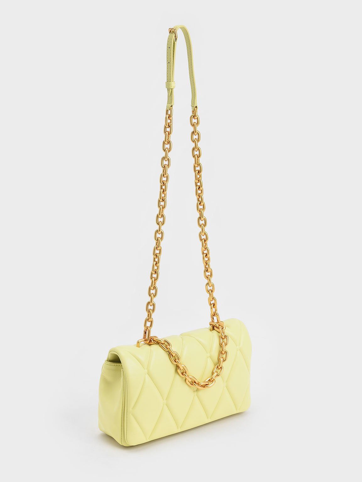 Candy Chain-Handle Quilted Bag, Butter, hi-res