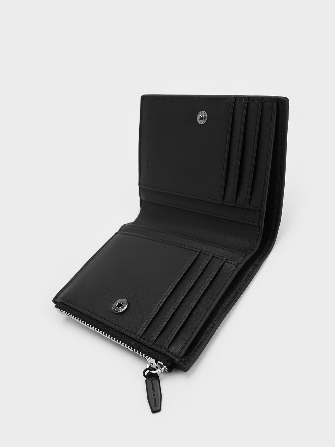 Noir Midori Geometric Top-Zip Wallet - CHARLES & KEITH ID