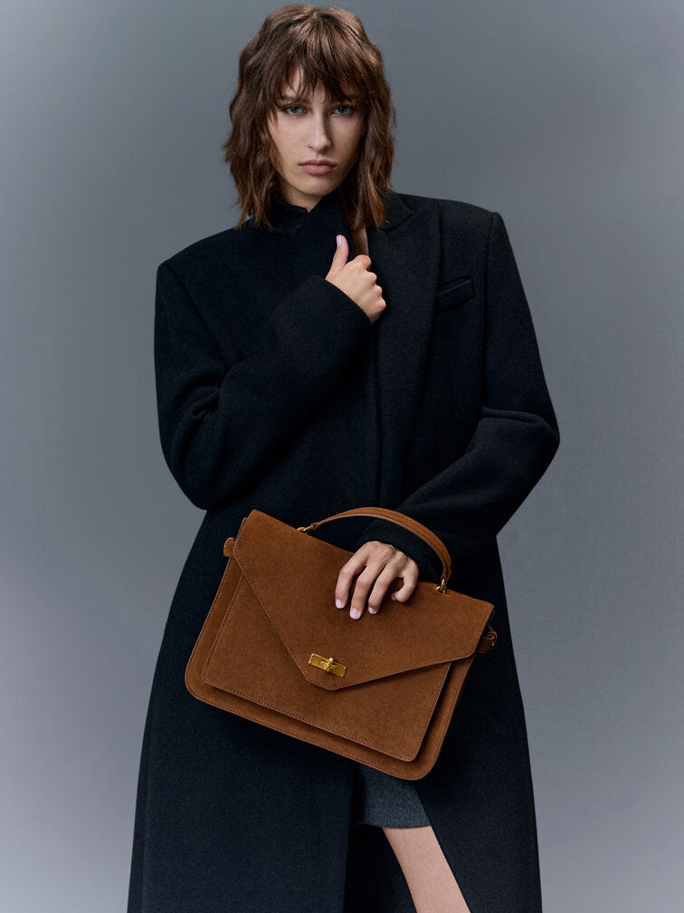 Tas Crossbody Turn-Lock Chance Mini, Pecan Brown, hi-res