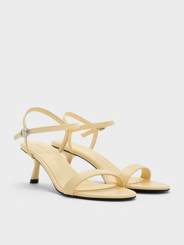 Slant-Heel Ankle-Strap Sandals, Yellow, hi-res