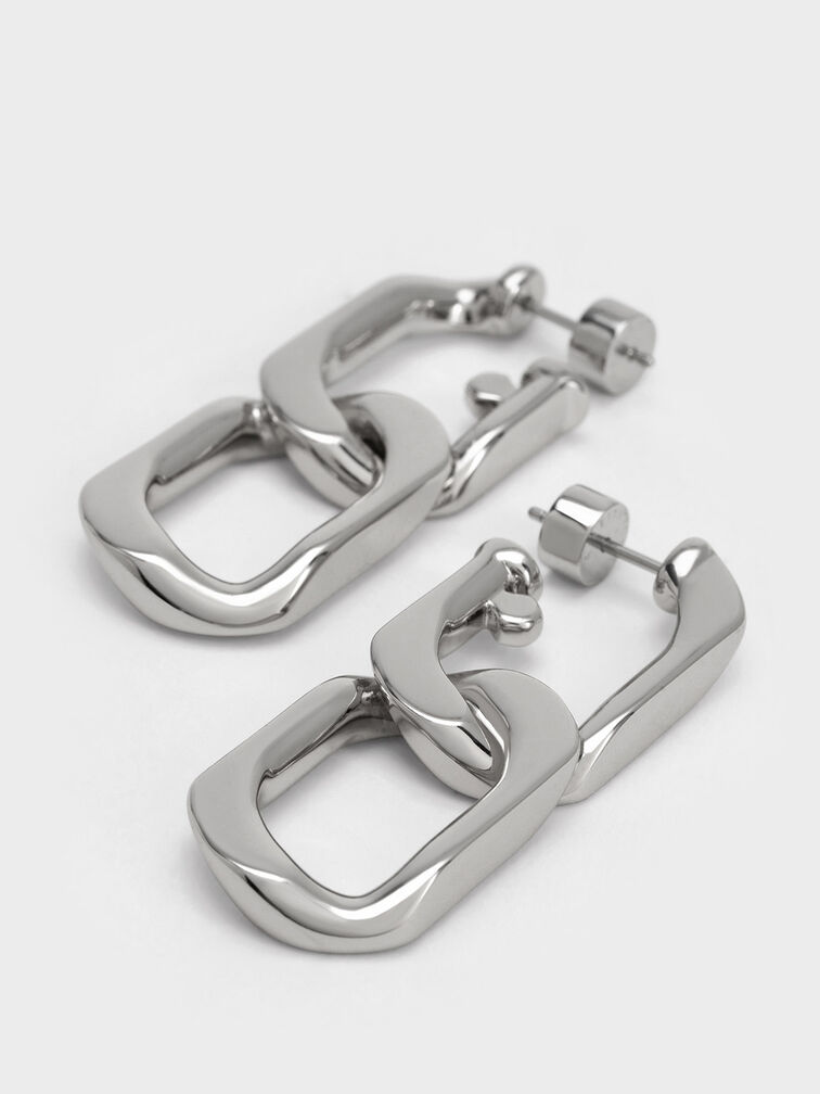 Anting Chain-Link Drop Gabine, Silver, hi-res