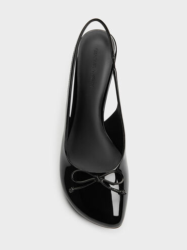 Imani Patent Asymmetric Slingback Pumps, Black Patent, hi-res