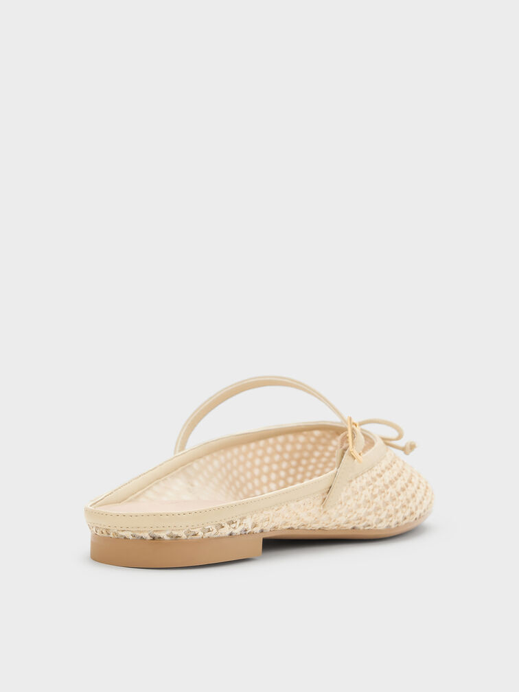 Raffia Bow Mary Jane Mules, Beige, hi-res
