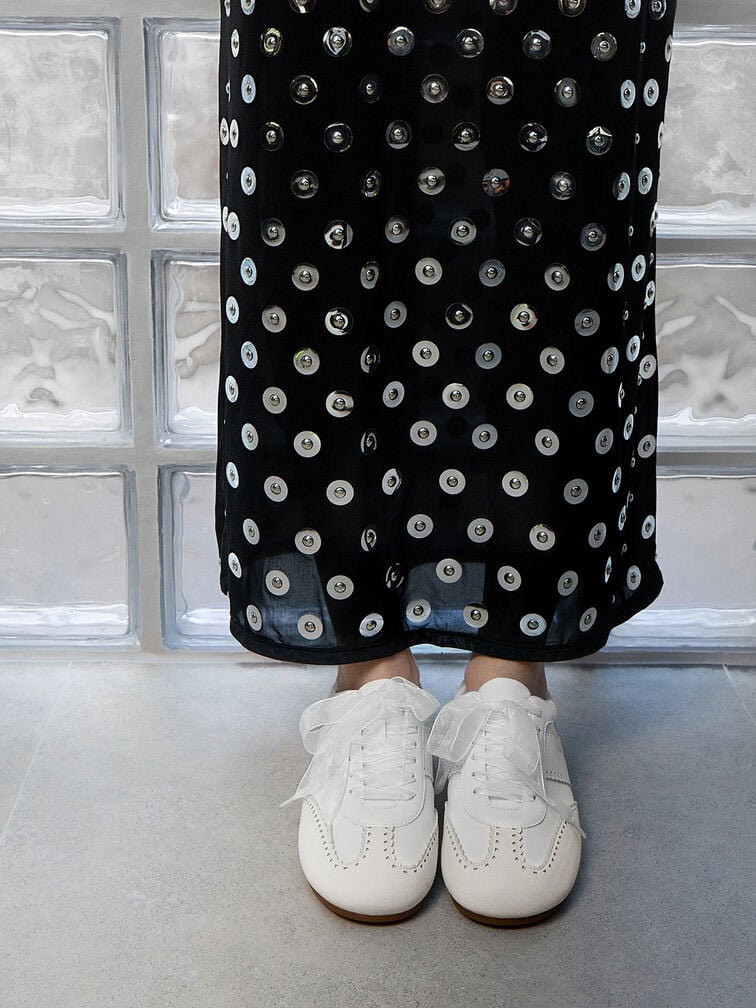 Sneakers Mary Jane Contrast-Panel Mesh, White, hi-res