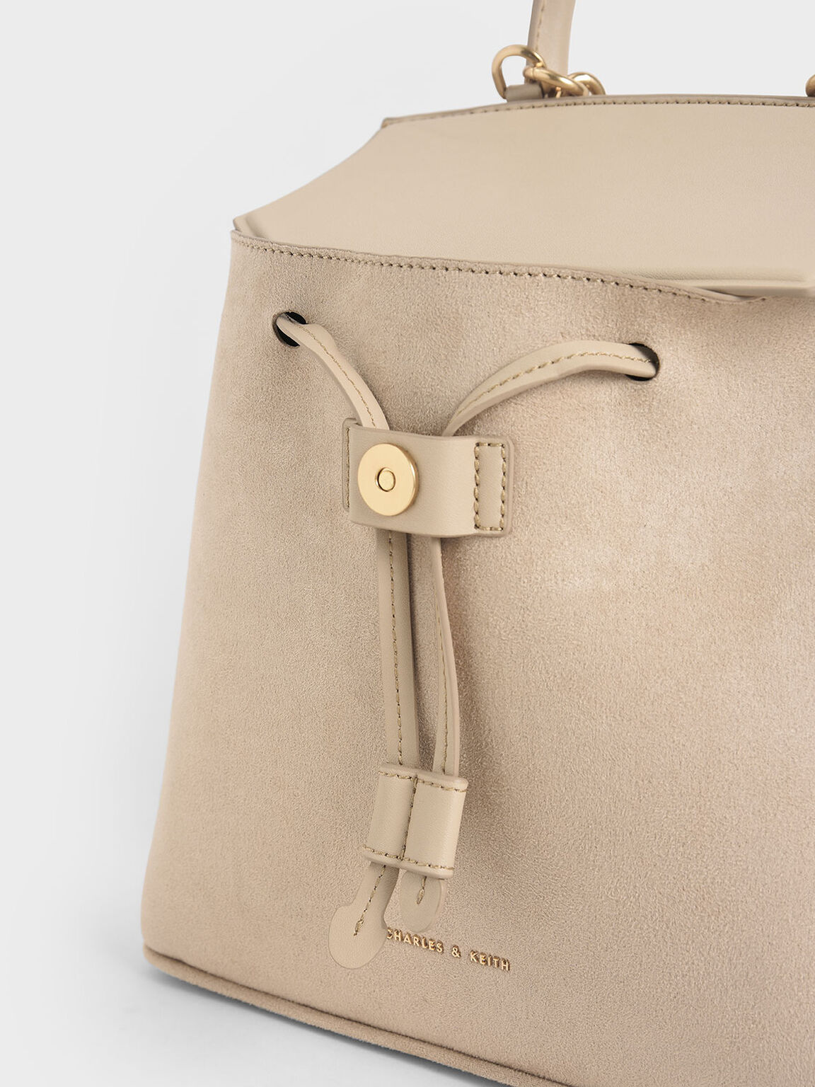Textured Chain-Link Backpack, Beige, hi-res