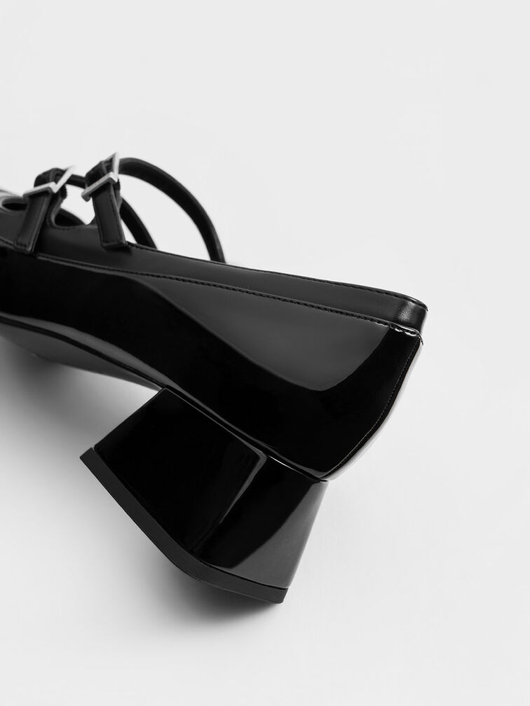 Sepatu Mary Janes Patent Double Buckle, Black Patent, hi-res