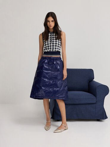 Pearlescent Leather Gem-Buckle Pointed-Toe Ankle-Strap Flats, Ivory, hi-res