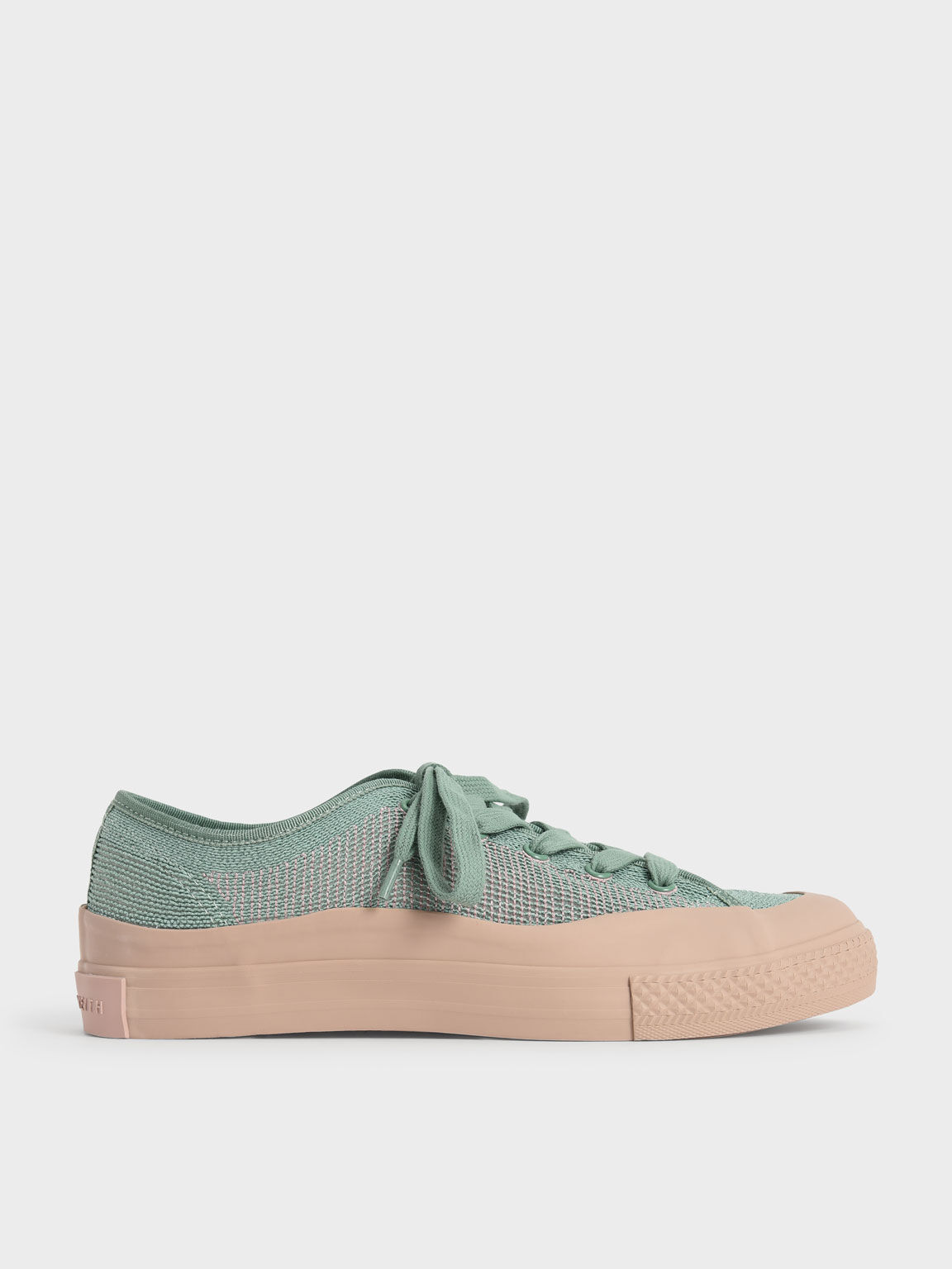 Sepatu Sneakers Knitted Low-Top, Sage Green, hi-res