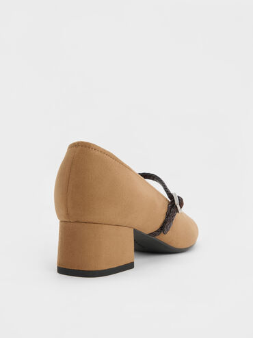 Sepatu Pumps Mary Jane Franca Fuax Suede, Sand, hi-res