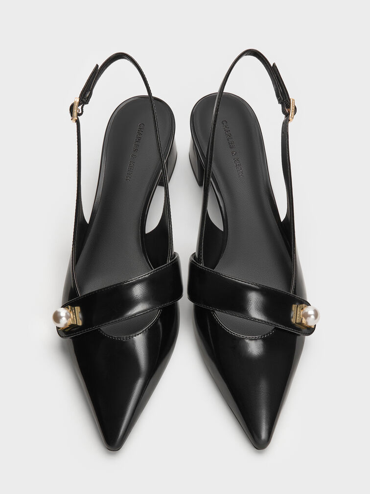 Marie Pearl Slingback Pumps, Black Box, hi-res