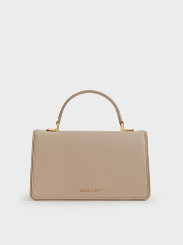 Tas Top Handle Belted Arlet, Taupe, hi-res