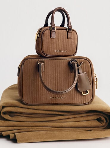 Mini Sianna Corduroy Bowling Bag, Mocha Brown, hi-res