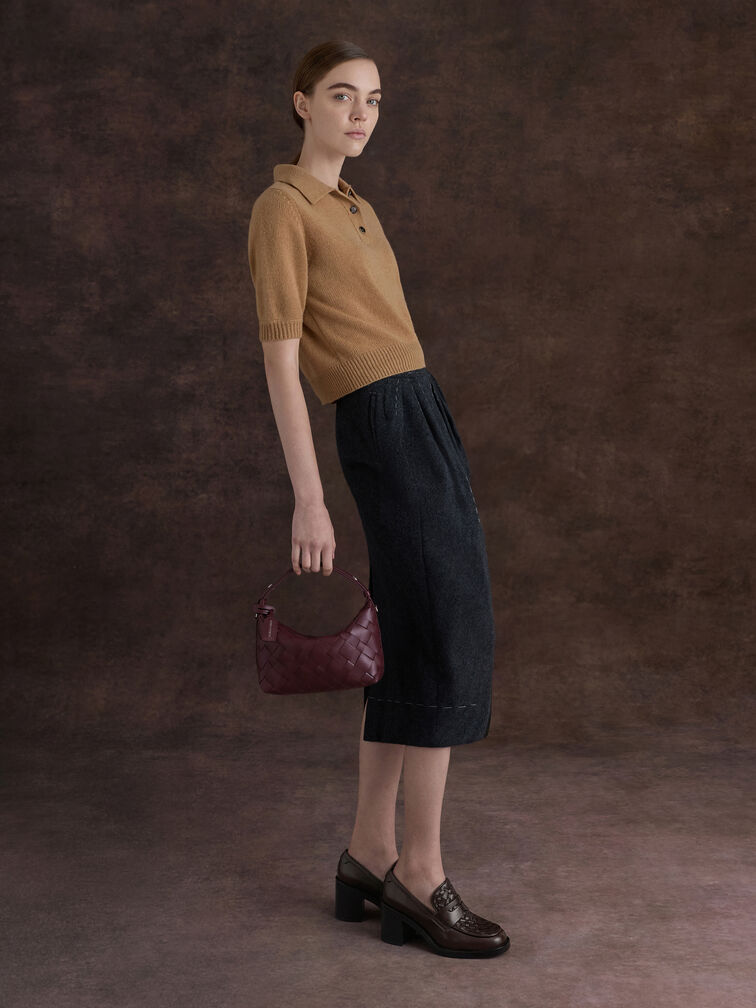 Tas Bahu Woven Ivette, Wineberry Red, hi-res