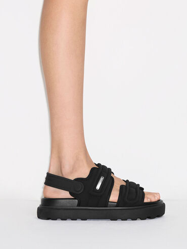 Sandal Puffy Romilly, Black Textured, hi-res