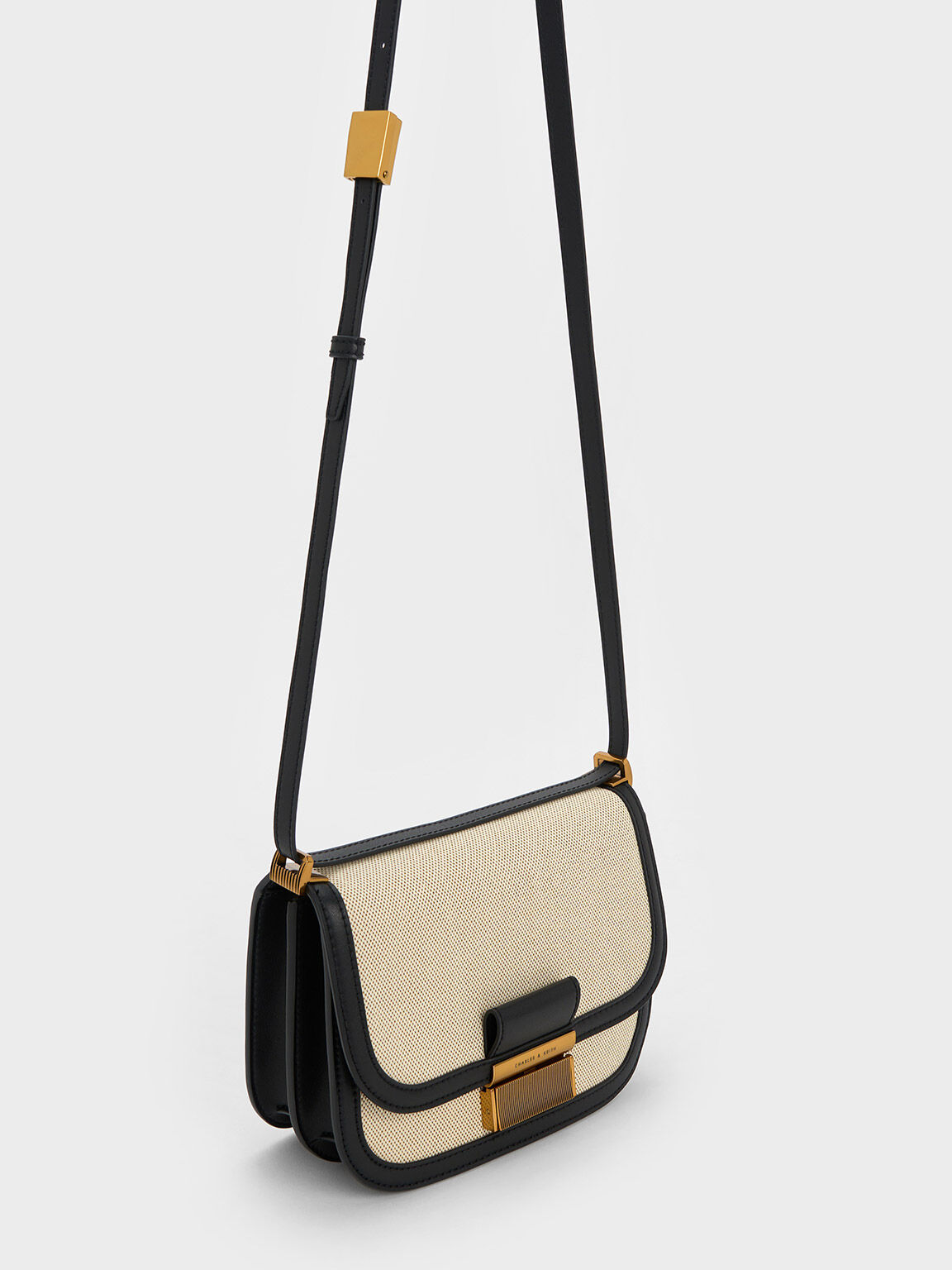 Black canvas cross shop body bag