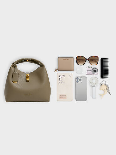 Tas Bucket Turn-Lock Chance, Deep Olive, hi-res