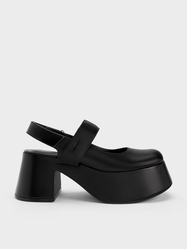 Sepatu Pumps Slingback Mary Jane Rubina, Black, hi-res