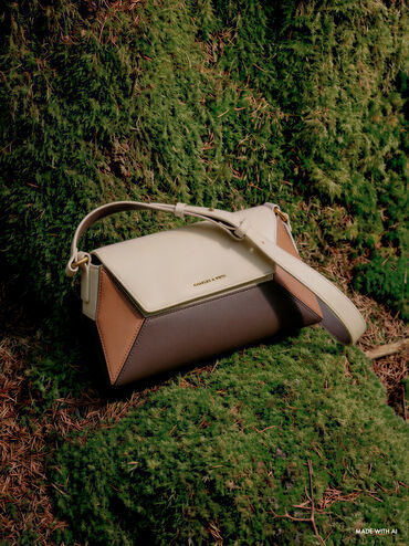 Tas Bahu Geometric Nasrin Colourblock, Multi Brown, hi-res