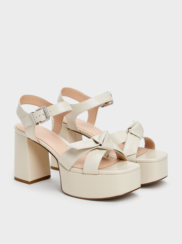 Sandal Platform Knot-Bow Anika, Chalk, hi-res