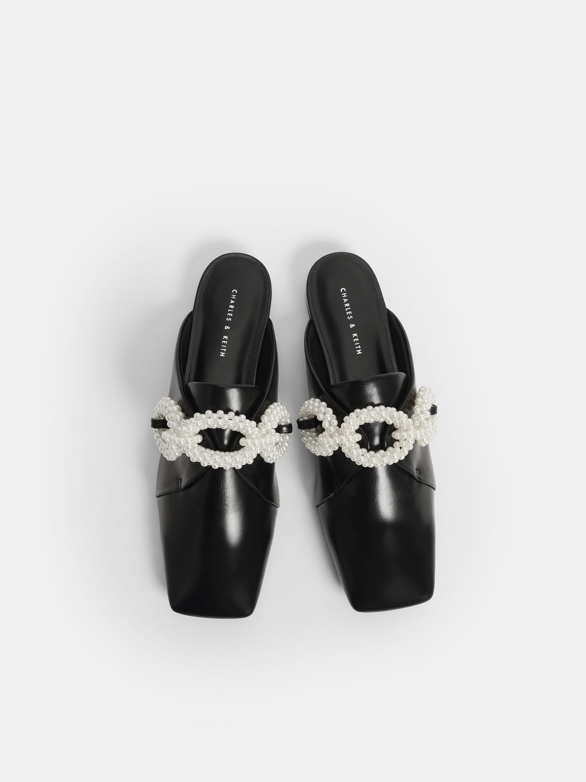 Sepatu Perline Beaded Loafer Mules, Black, hi-res