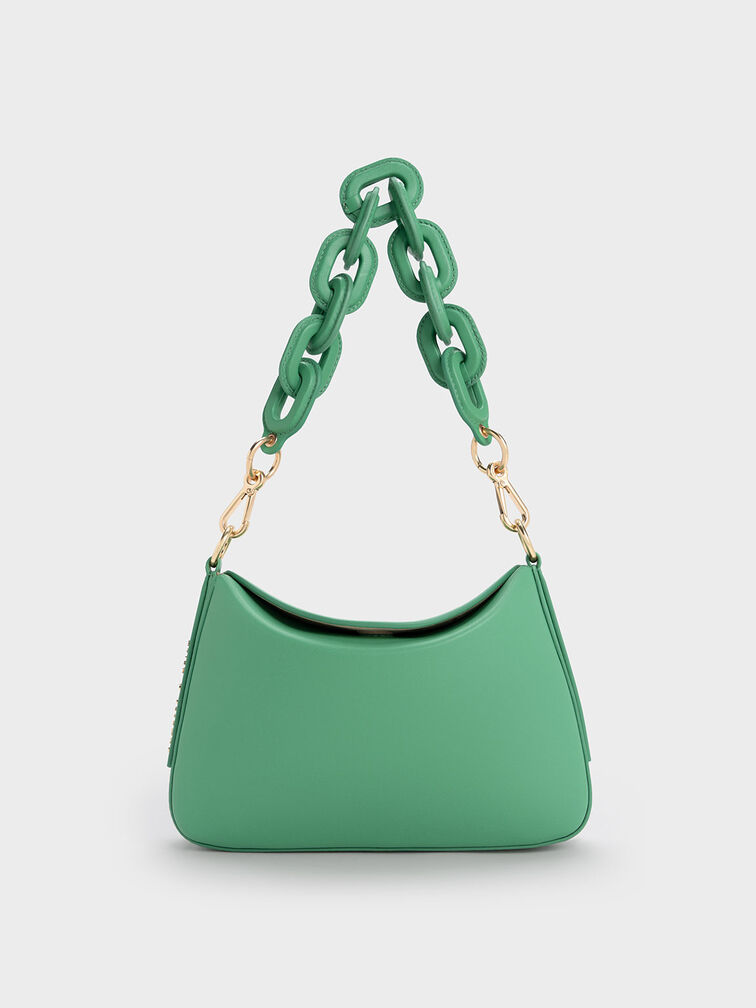 Catena Chain-Handle Bag, Green, hi-res