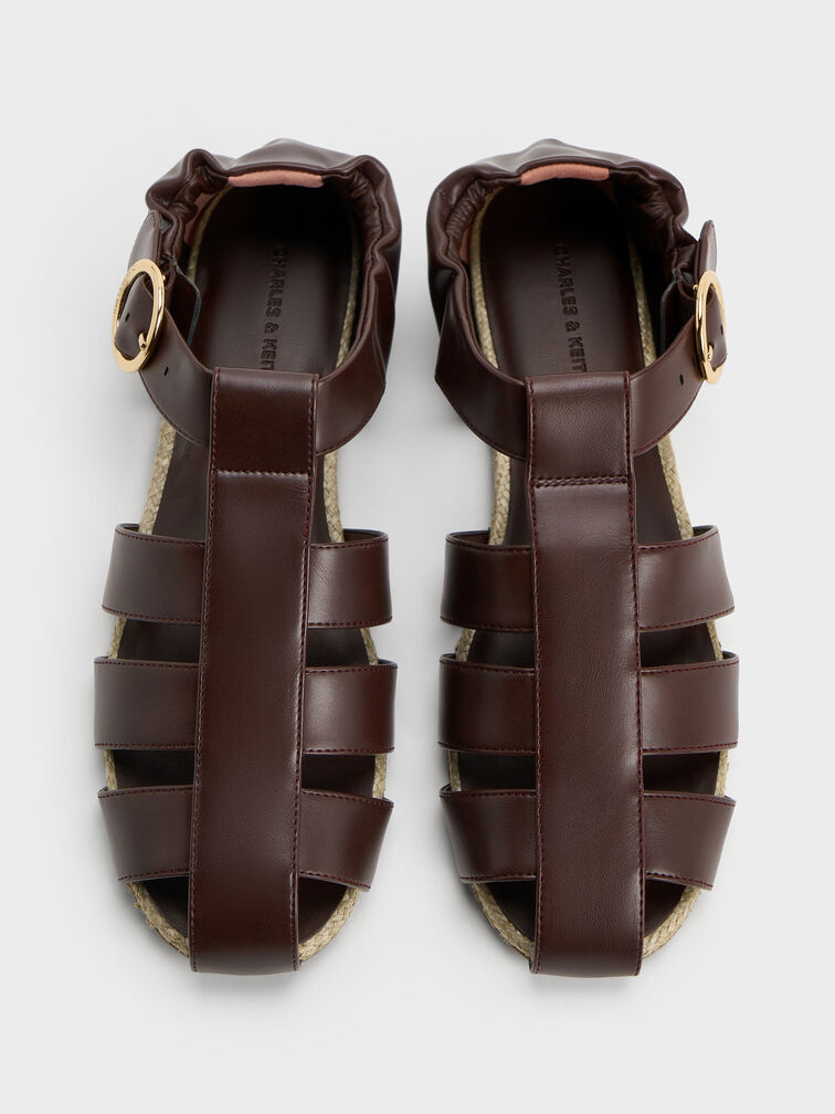 Sepatu Flat Espadrilles Caged, Maroon, hi-res