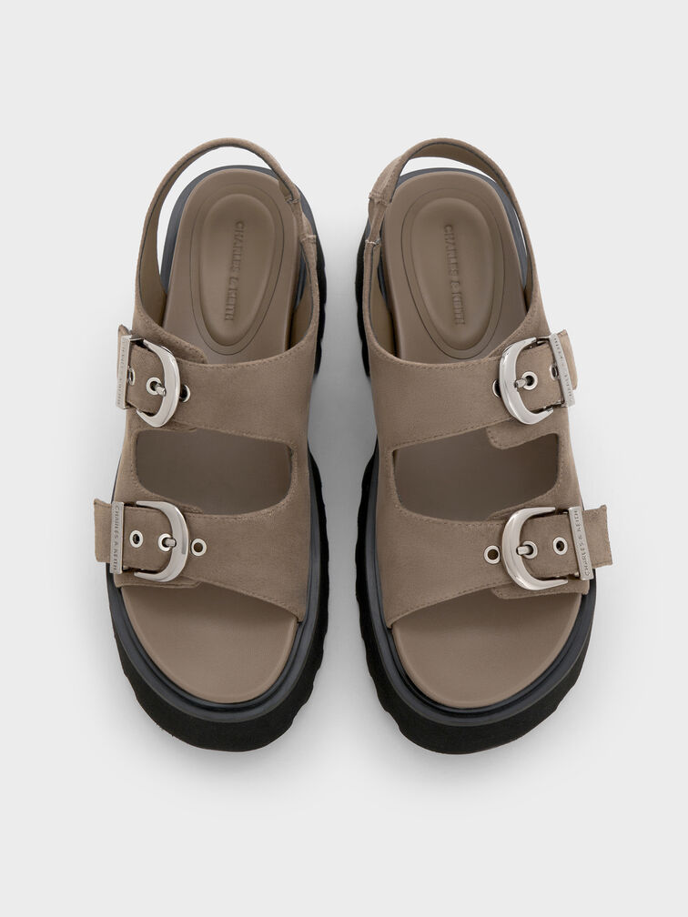 Nadine Faux Suede Slingback Platform Sandals, Taupe, hi-res