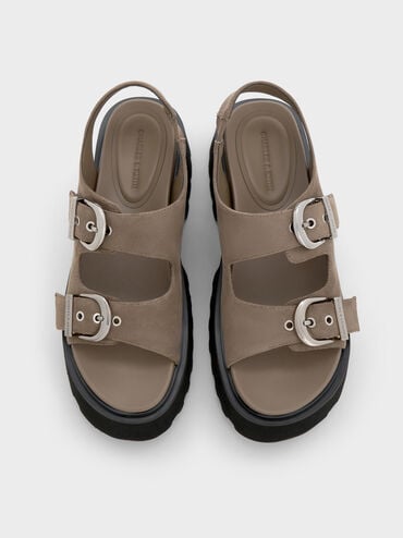 Nadine Faux Suede Slingback Platform Sandals, Taupe, hi-res