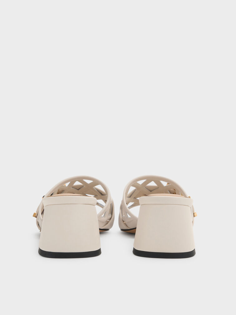 Whitney Leather Cut-Out Heeled Mules, Chalk, hi-res