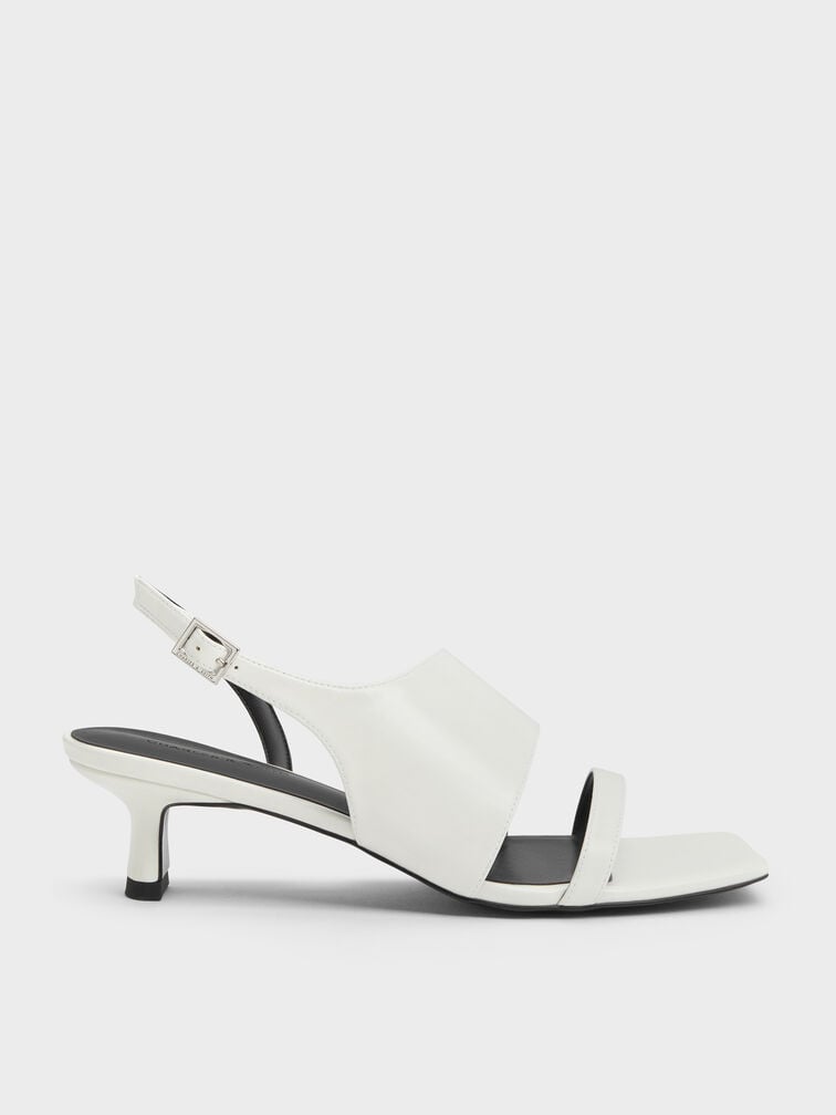 Sandal Slingback Slant-Heel, White, hi-res
