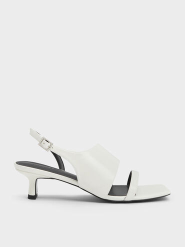 Sandal Slingback Slant-Heel, White, hi-res