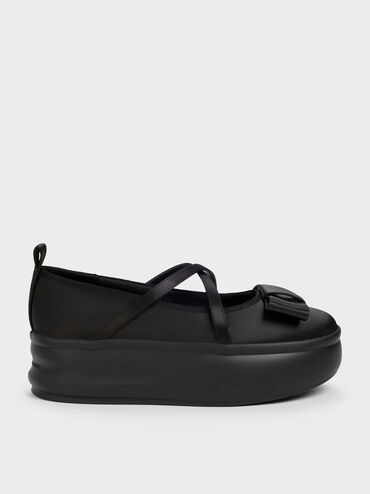 Sepatu Mary Janes Platform Bow Brantley, Black Textured, hi-res