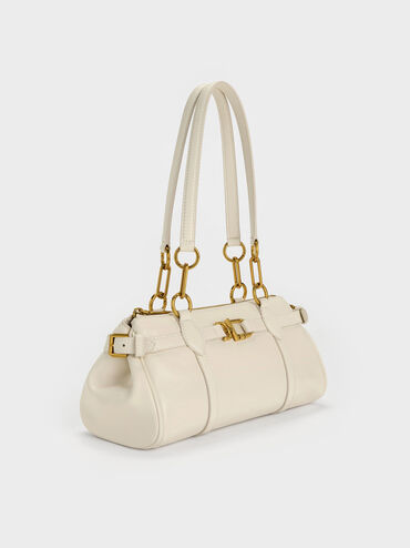 Tas Bahu Elongated Metallic-Accent Gwynne, Cream, hi-res
