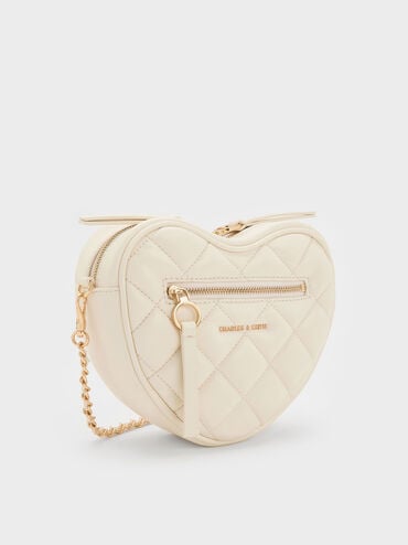 Paffuto Quilted Heart Crossbody Bag, Cream, hi-res