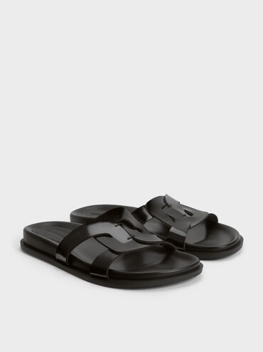 Sandal Slide Cut-Out Interwoven, Black Box, hi-res
