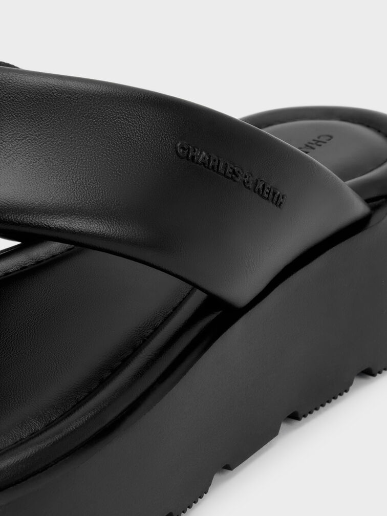 Sandal Thong Flatform V-Strap, Black, hi-res