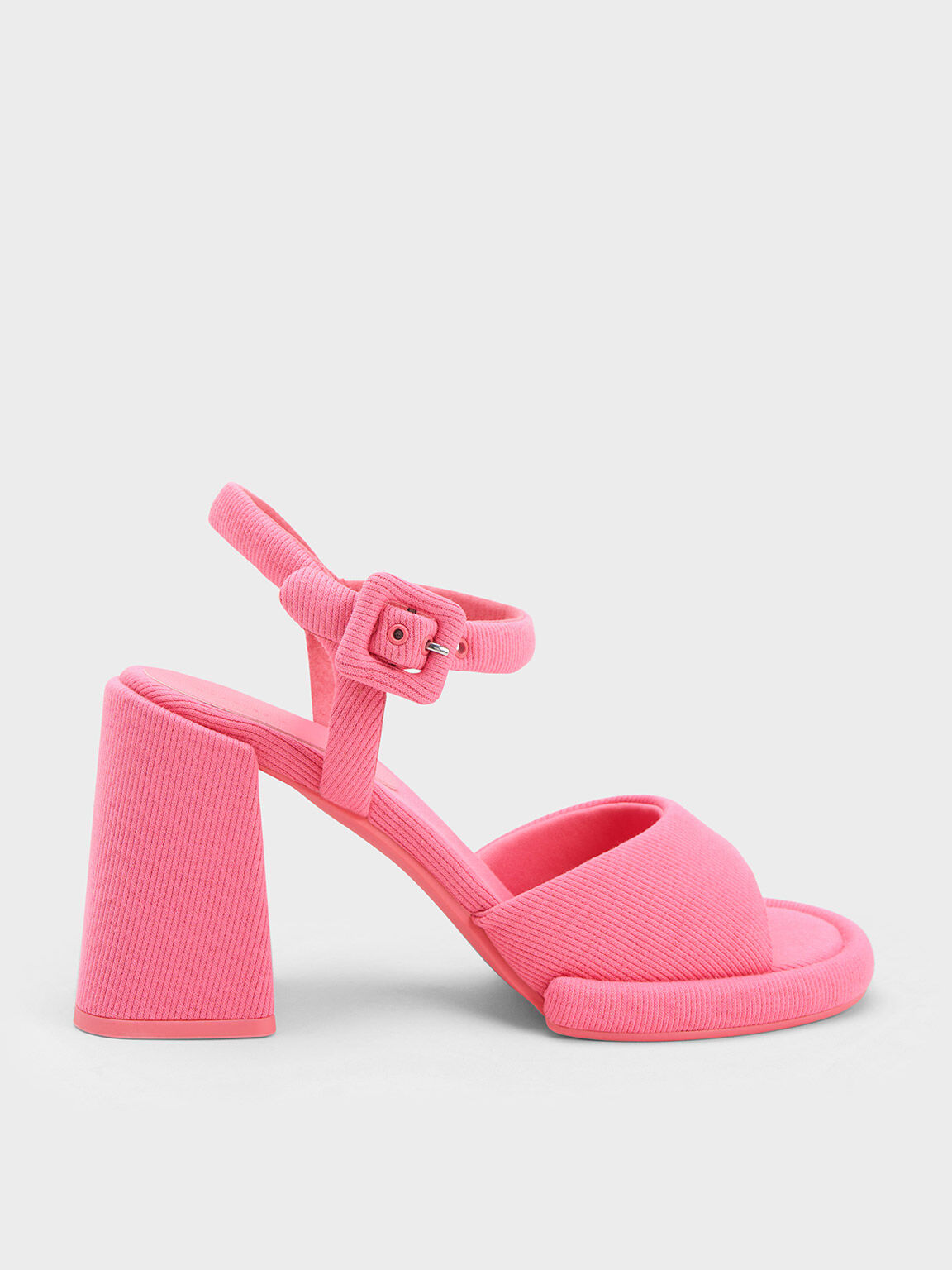 Sandal Buckled Trapeze Heel Sinead Woven, Pink, hi-res