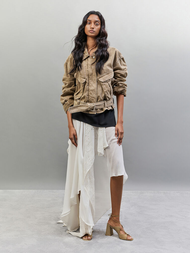 Jianna Suede Heeled Sandals, Military Green, hi-res