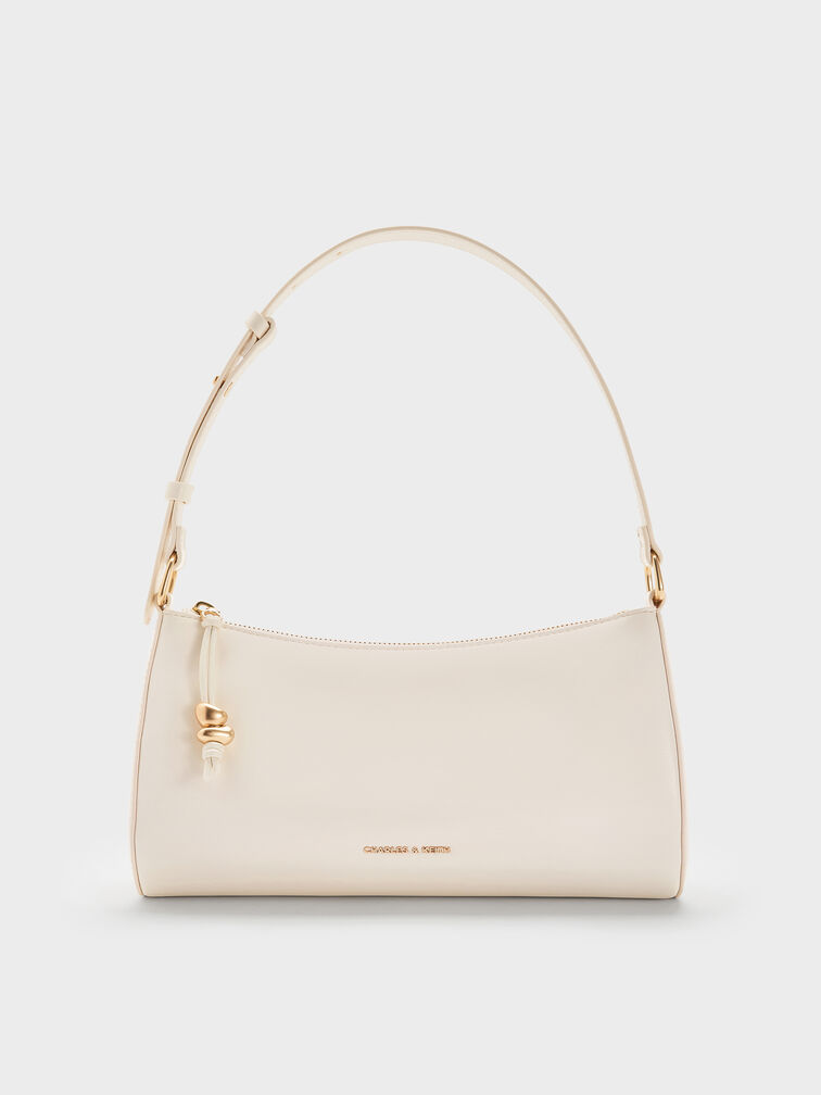 Augustine Sculptural-Detail Shoulder Bag, Cream, hi-res