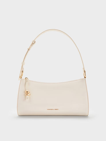 Augustine Sculptural-Detail Shoulder Bag, Cream, hi-res