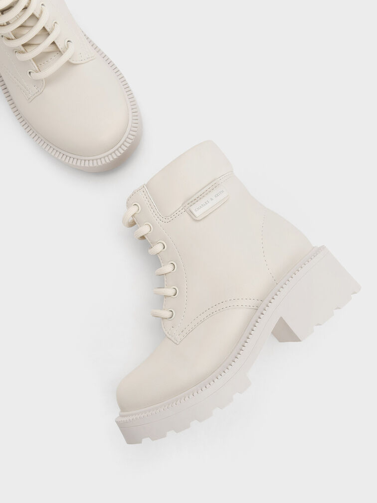 Sepatu Ankle Boots Girls' Side-Zip, Chalk, hi-res