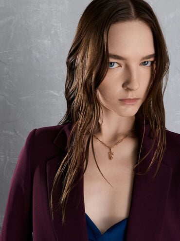 Gantungan Snowflake-Ball Crystal Embellished Bow Athalia, Rose Gold, hi-res